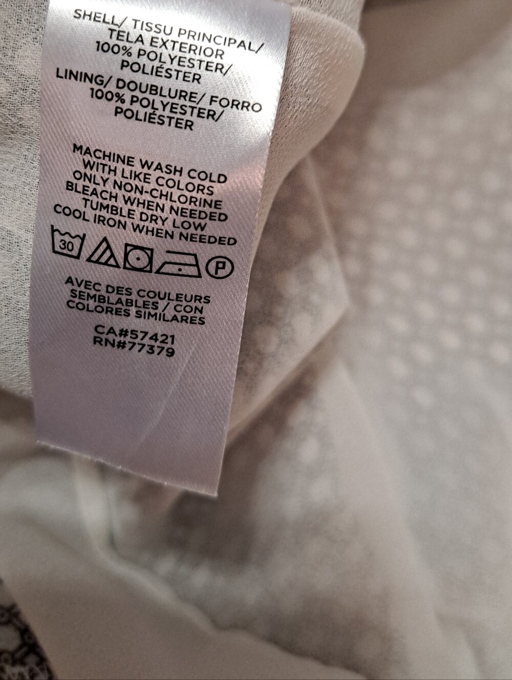 Ann Taylor Sleeveless Printed Bow Detail Blouse in Taupe & White Large - Picture 6 of 7
